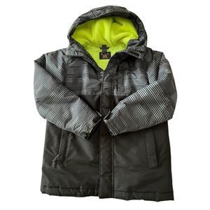 Place Kids Black and Green Hooded Jacket Size 7/8